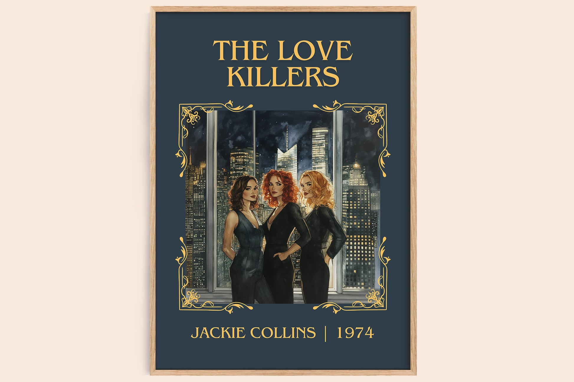 The Love Killers classic book art book poster by Jackie Collins – framed literary art print