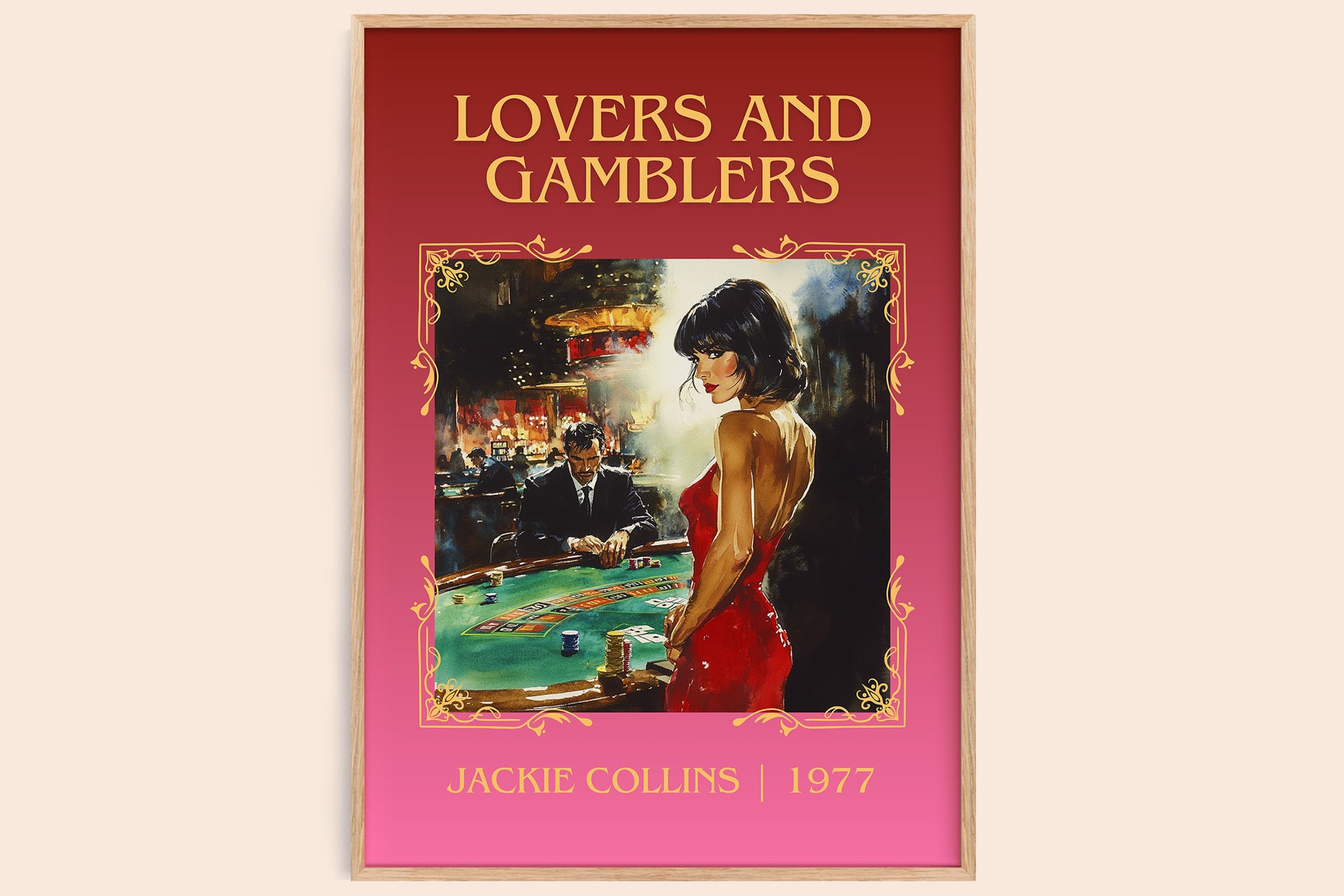 Lovers and Gamblers classic book art book poster by Jackie Collins – framed literary art print