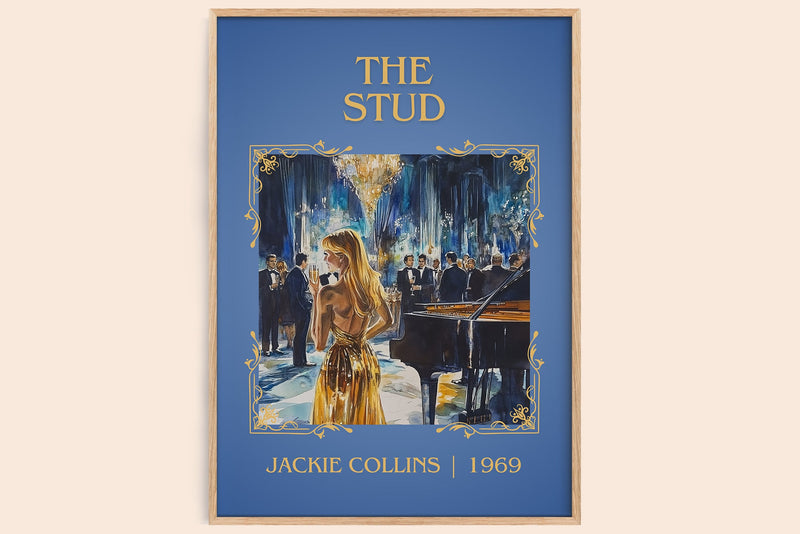 The Stud classic book art book poster by Jackie Collins – framed literary art print