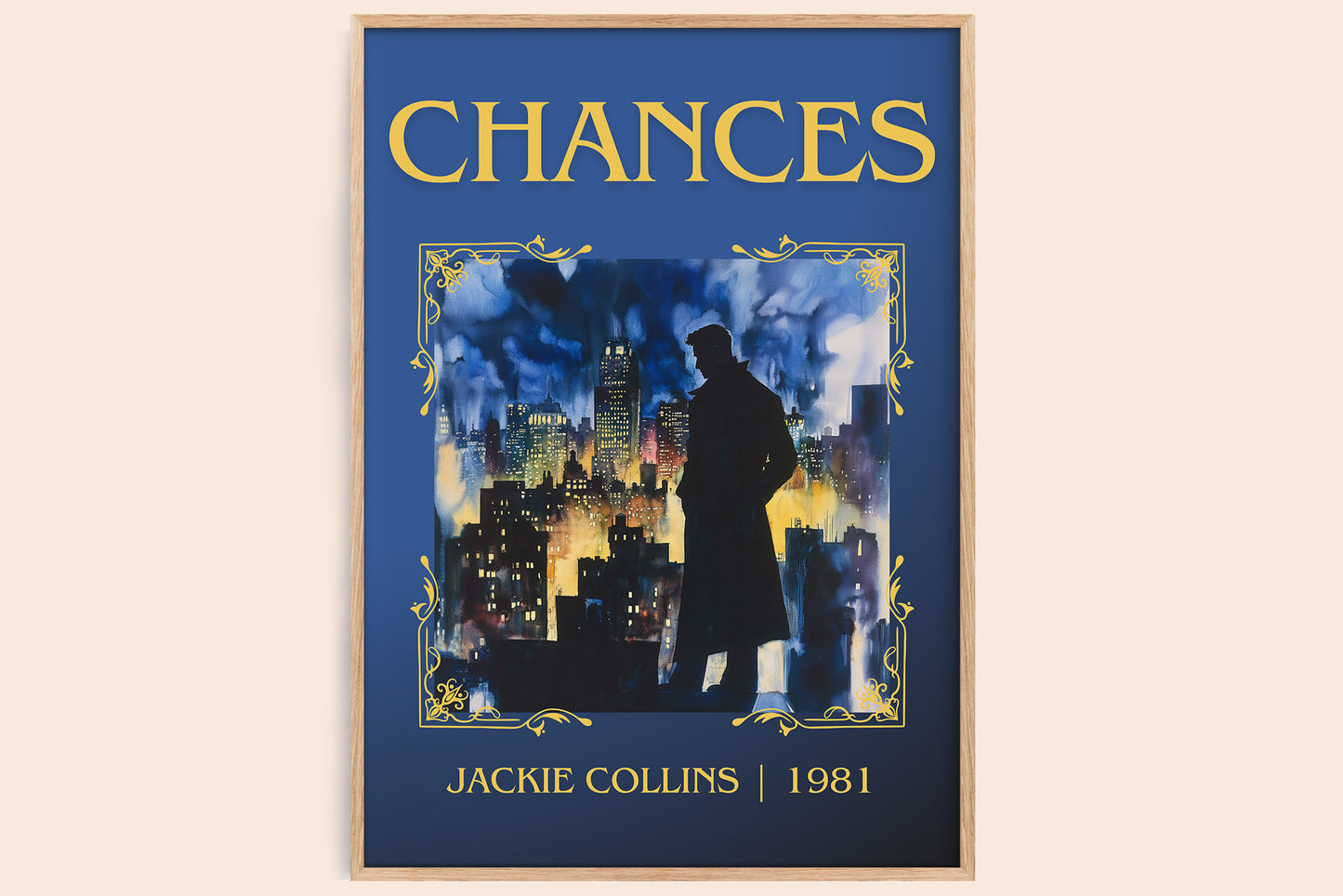 Chances classic book art book poster by Jackie Collins – framed literary art print