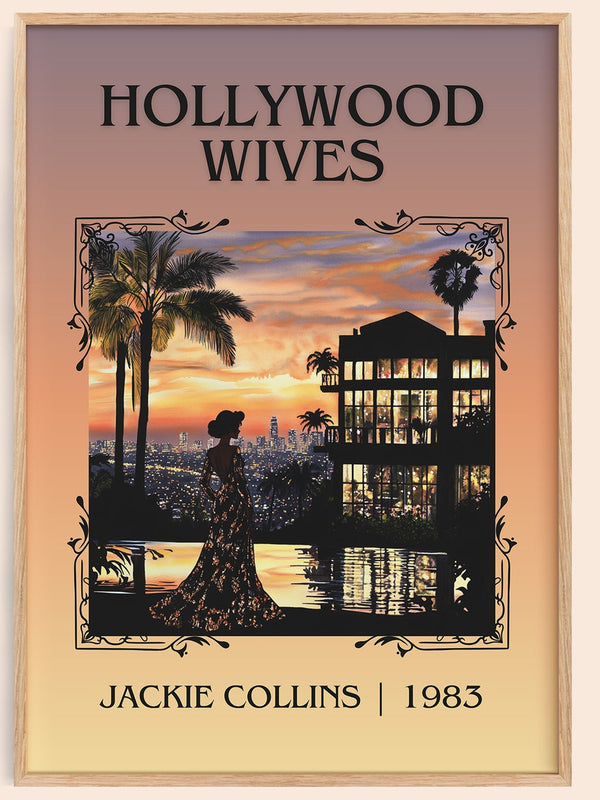Hollywood Wives classic book art book poster by Jackie Collins – framed literary art print