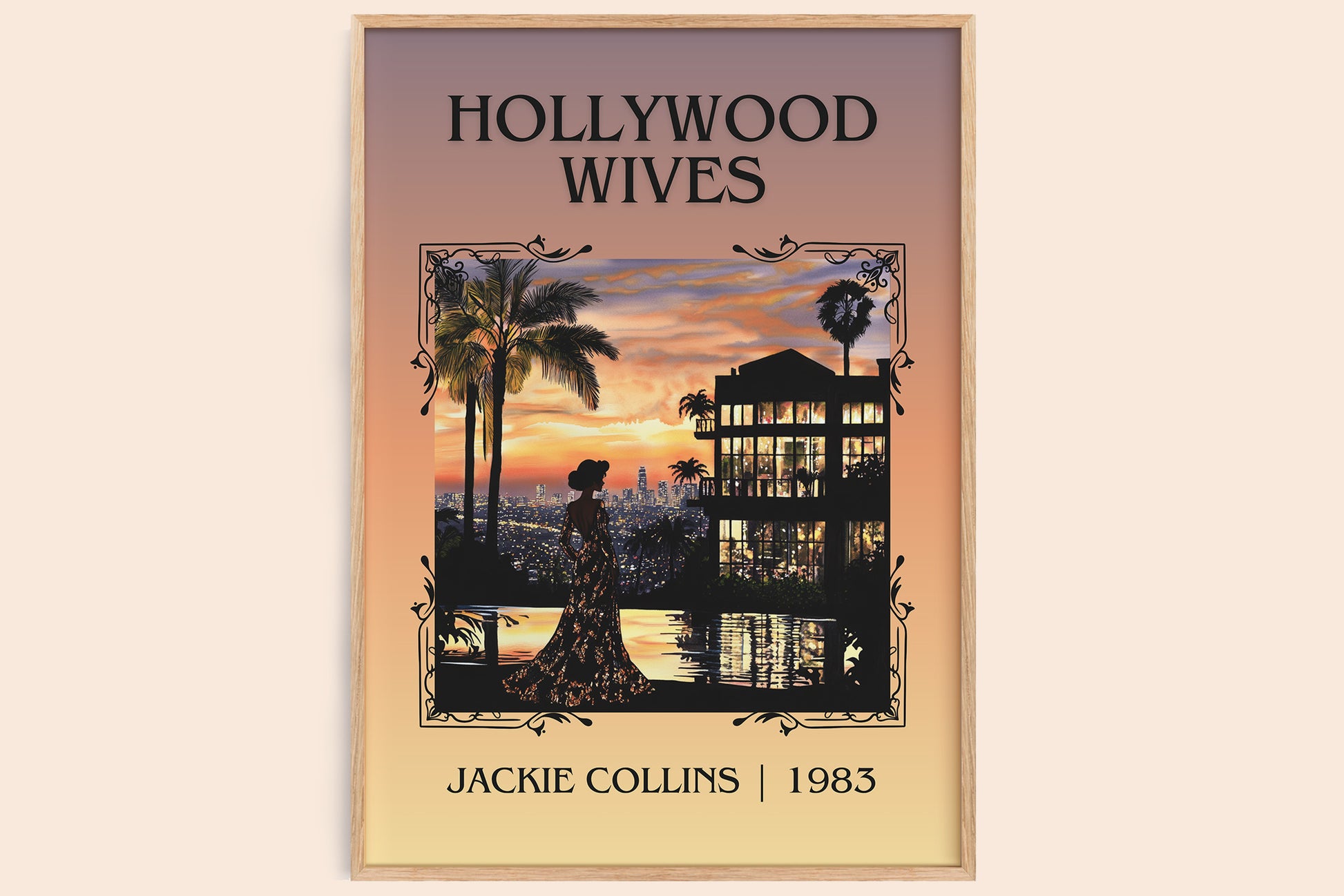 Hollywood Wives classic book art book poster by Jackie Collins – framed literary art print