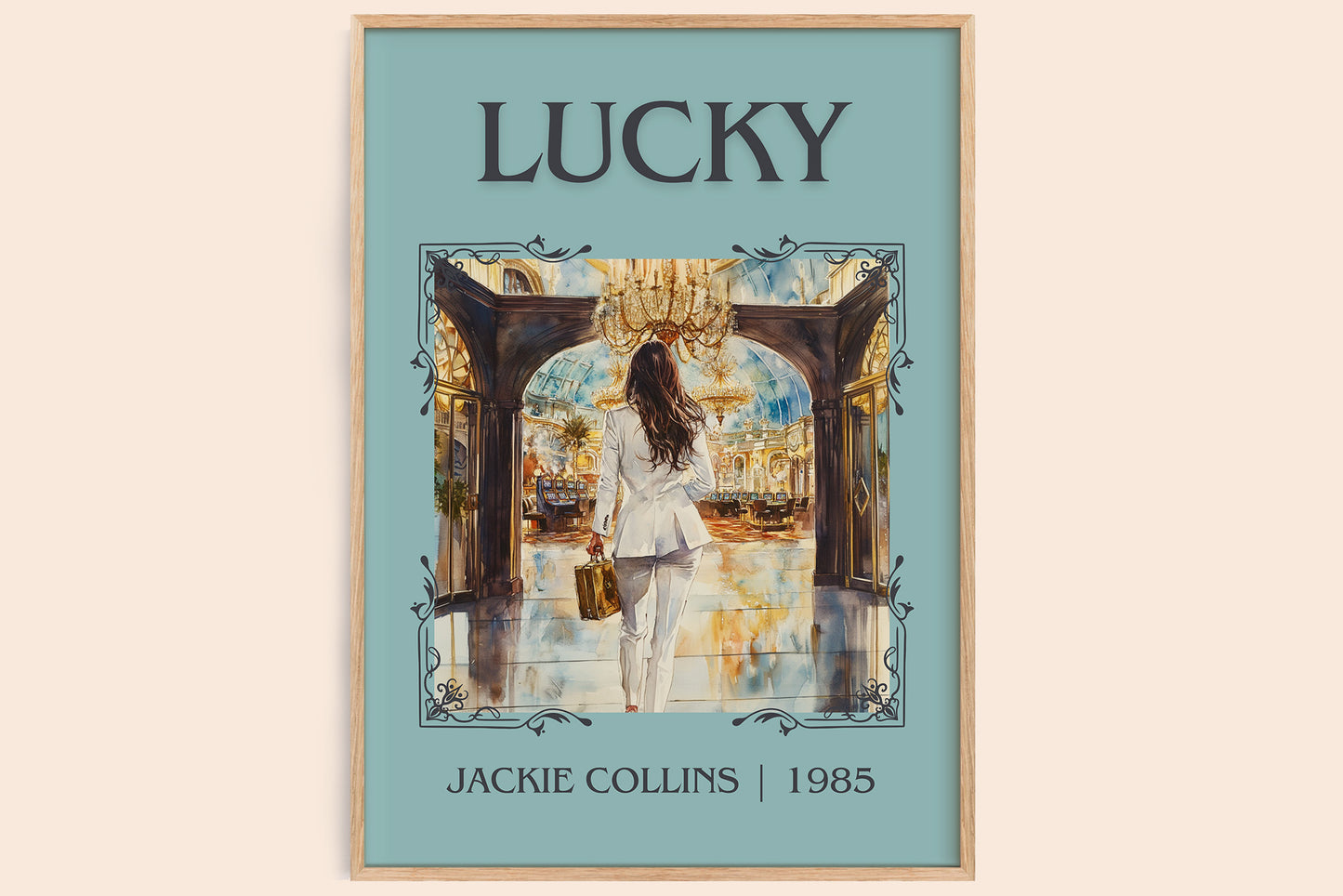 Lucky classic book art book poster by Jackie Collins – framed literary art print