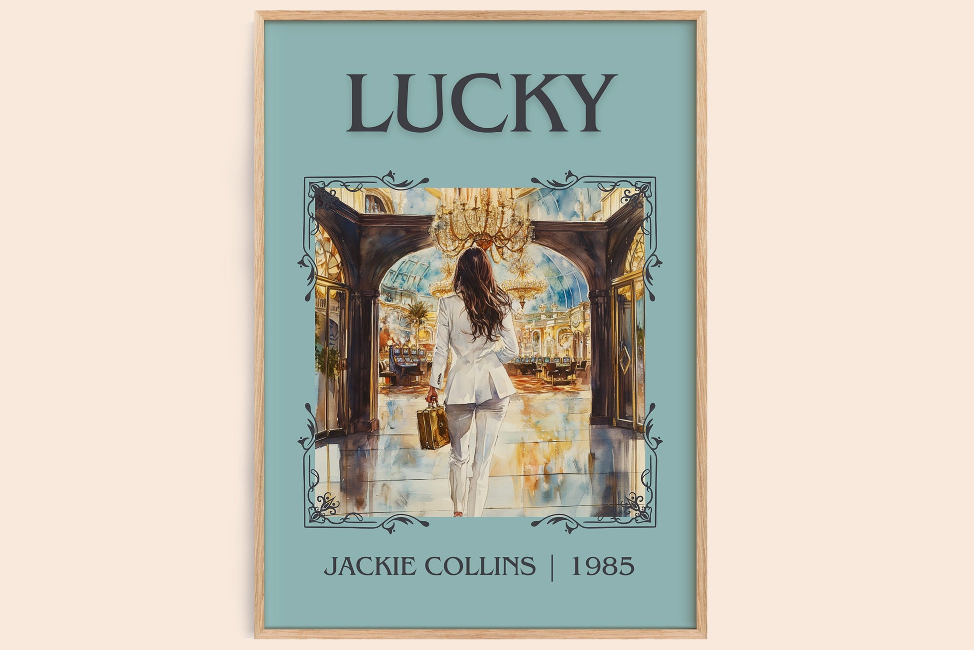 Lucky classic book art book poster by Jackie Collins – framed literary art print