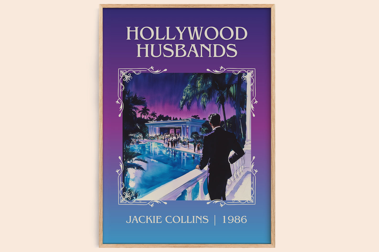 Hollywood Husbands classic book art book poster by Jackie Collins – framed literary art print