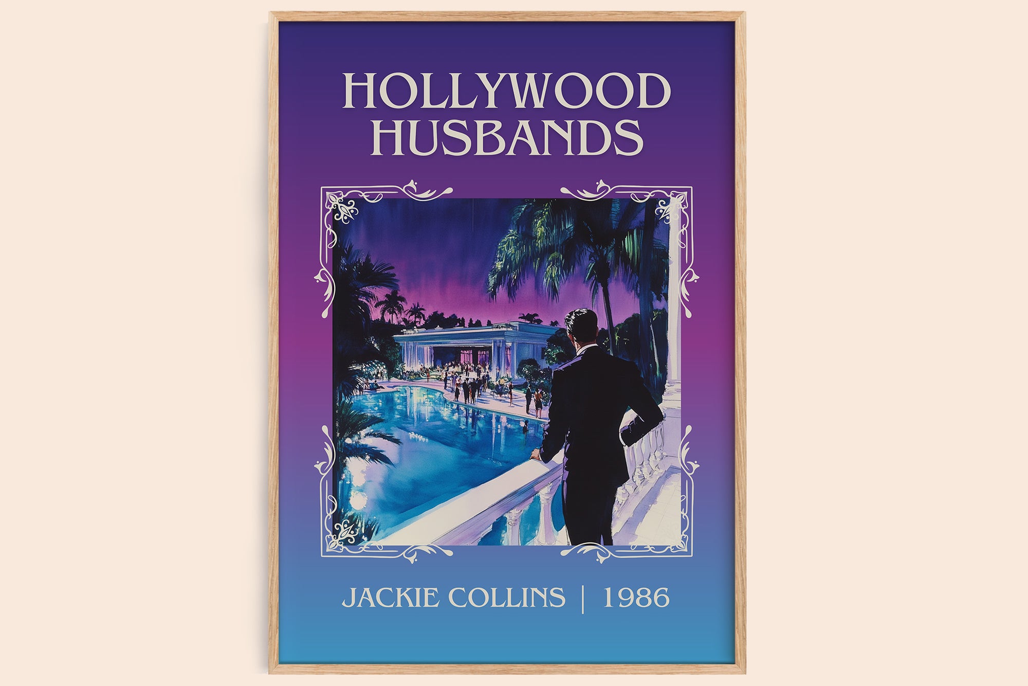 Hollywood Husbands classic book art book poster by Jackie Collins – framed literary art print