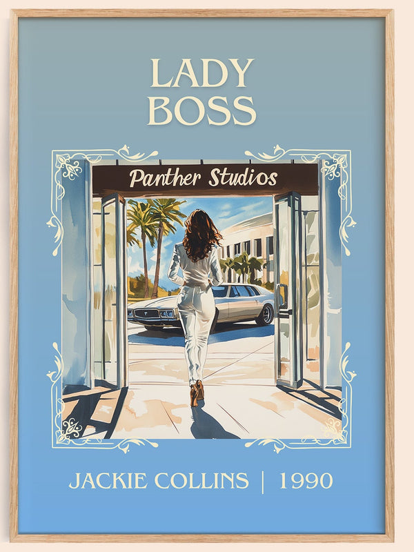 Lady Boss classic book art book poster by Jackie Collins – framed literary art print