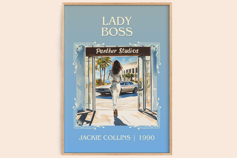 Lady Boss classic book art book poster by Jackie Collins – framed literary art print