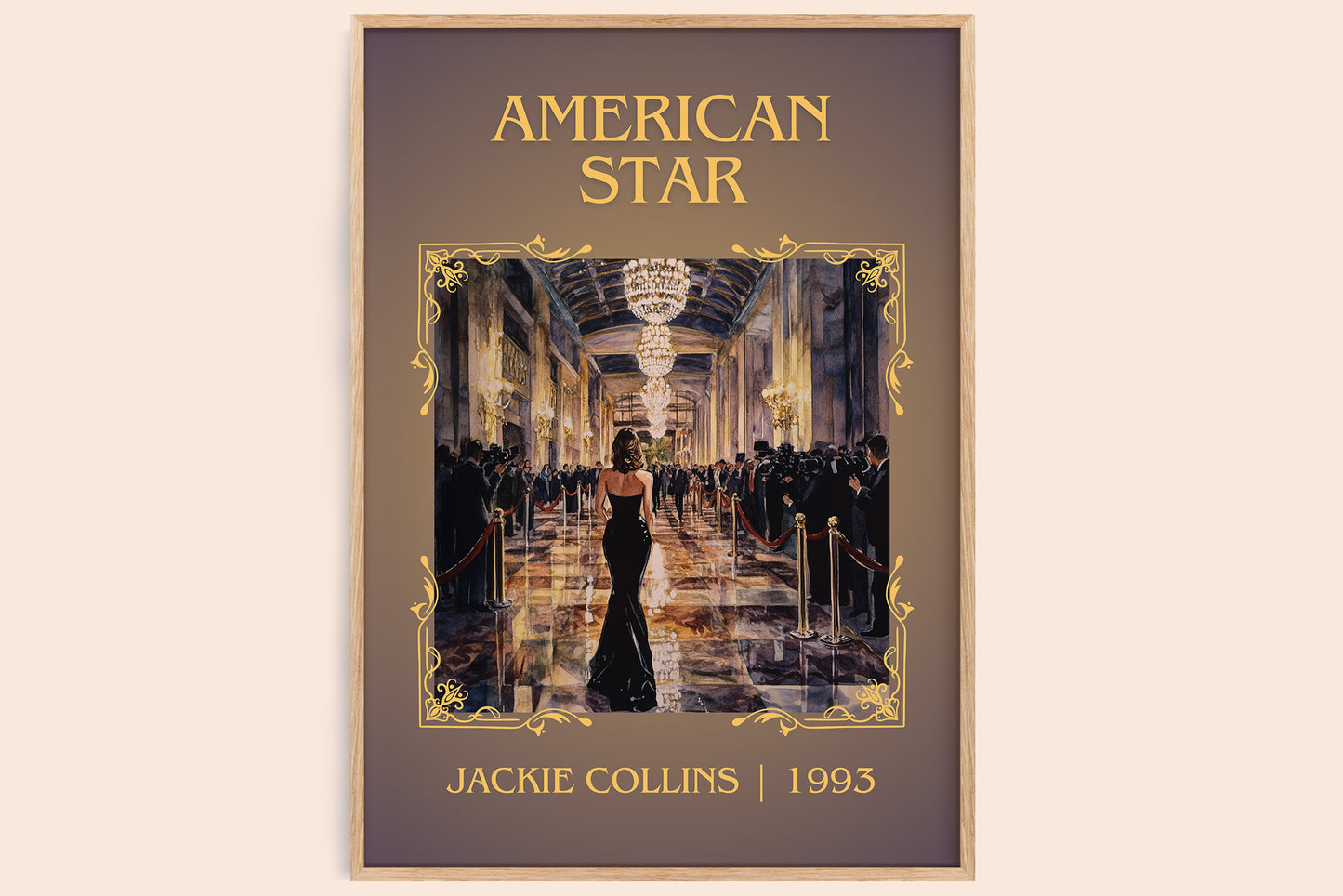 American Star classic book art book poster by Jackie Collins – framed literary art print