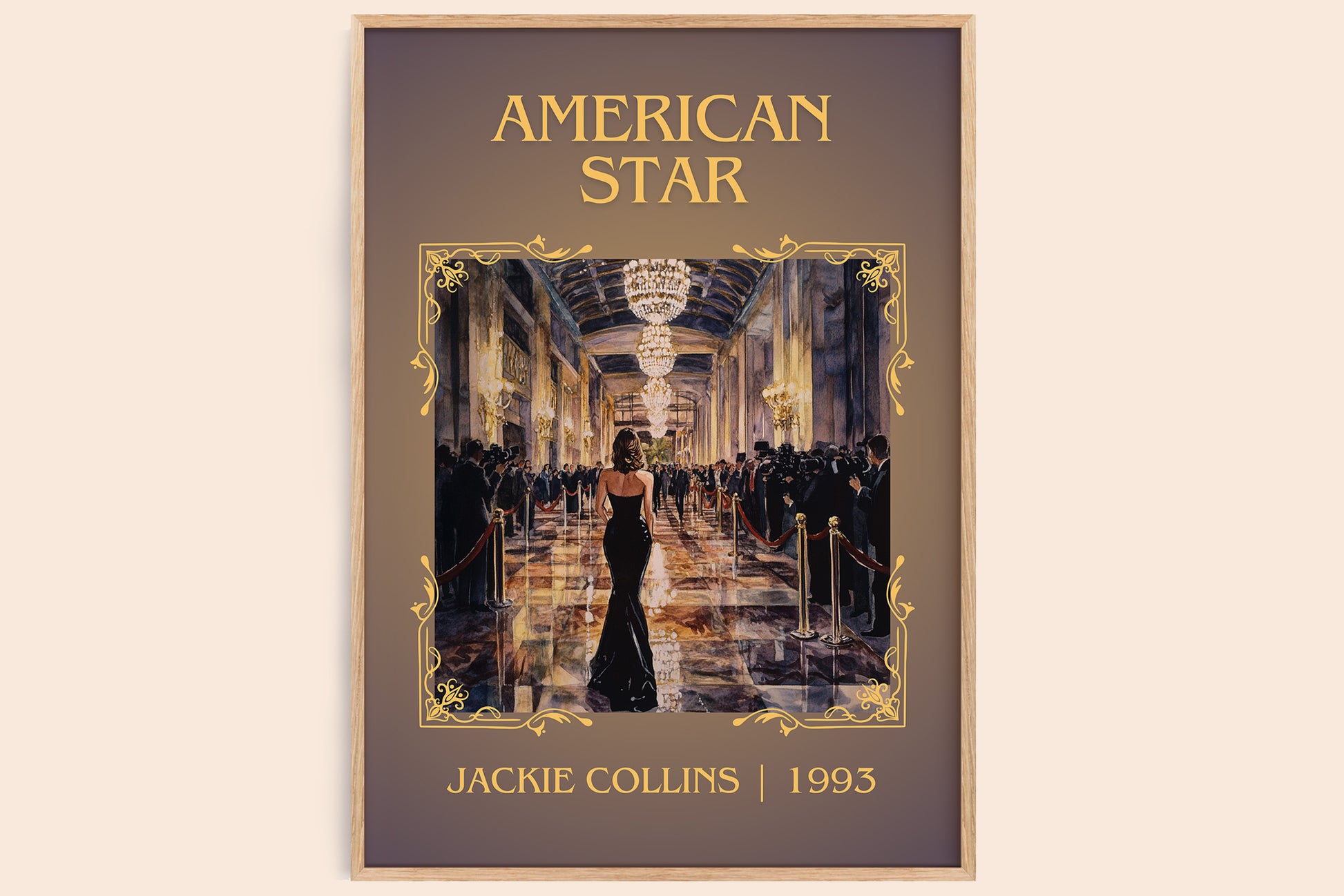 American Star classic book art book poster by Jackie Collins – framed literary art print