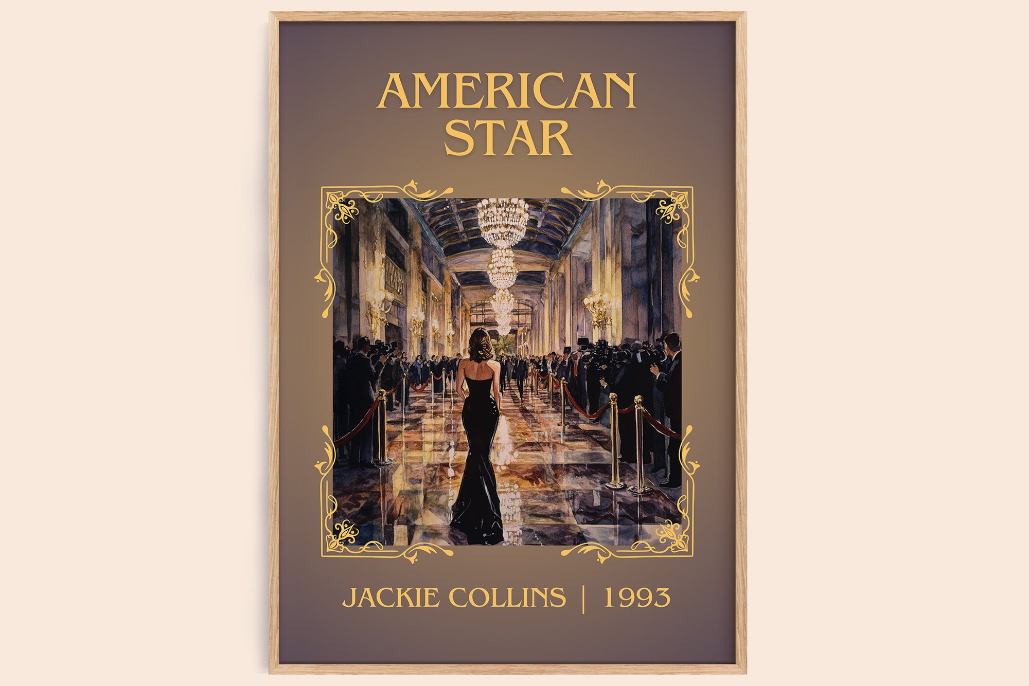 American Star classic book art book poster by Jackie Collins – framed literary art print