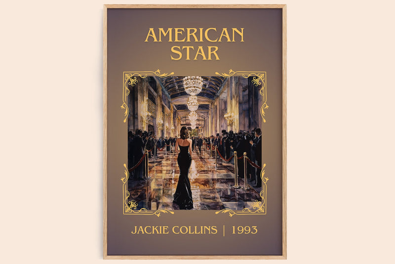 American Star classic book art book poster by Jackie Collins – framed literary art print