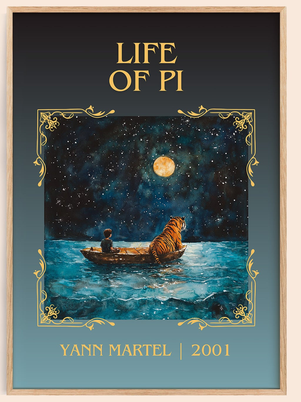 Life of Pi classic book art book poster by Yann Martel – framed literary art print