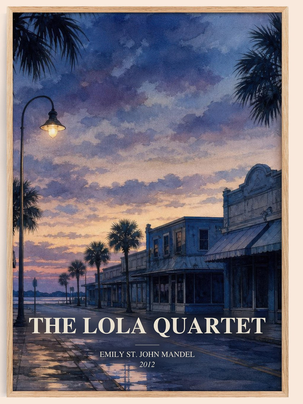 The Lola Quartet watercolour book poster by Emily St. John Mandel – framed literary art print
