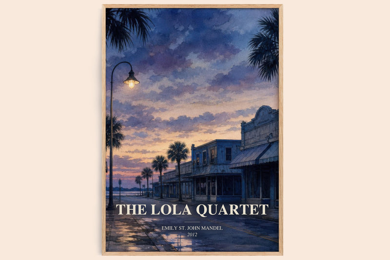 The Lola Quartet watercolour book poster by Emily St. John Mandel – framed literary art print