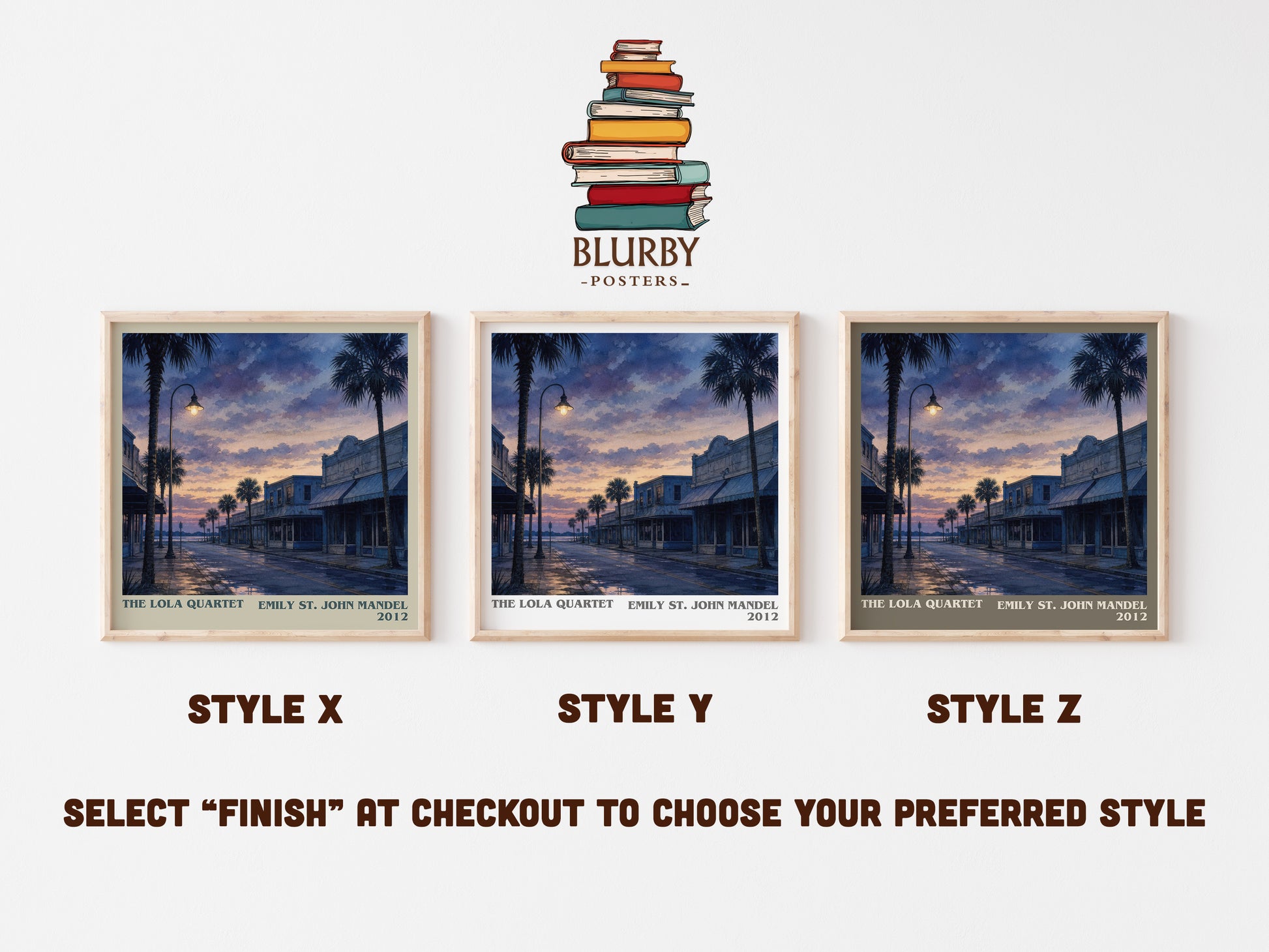 The Lola Quartet literary print in frame leaning in hallway – mystery wall art