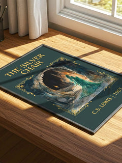 The Silver Chair Classic Book Art Print by C. S. Lewis – print on a sunlit desk