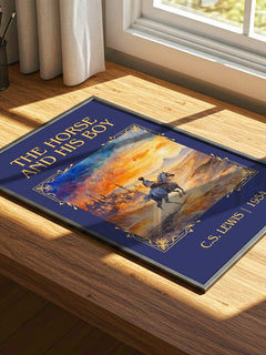 The Horse and his Boy Classic Book Art Print by C. S. Lewis – print on a sunlit desk