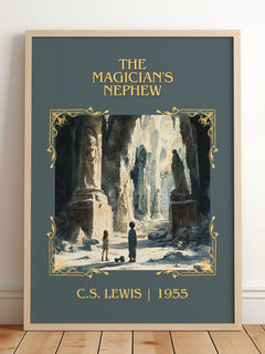 The Magician's Nephew Classic Book Art Print by C. S. Lewis – framed print leaning on a wooden floor