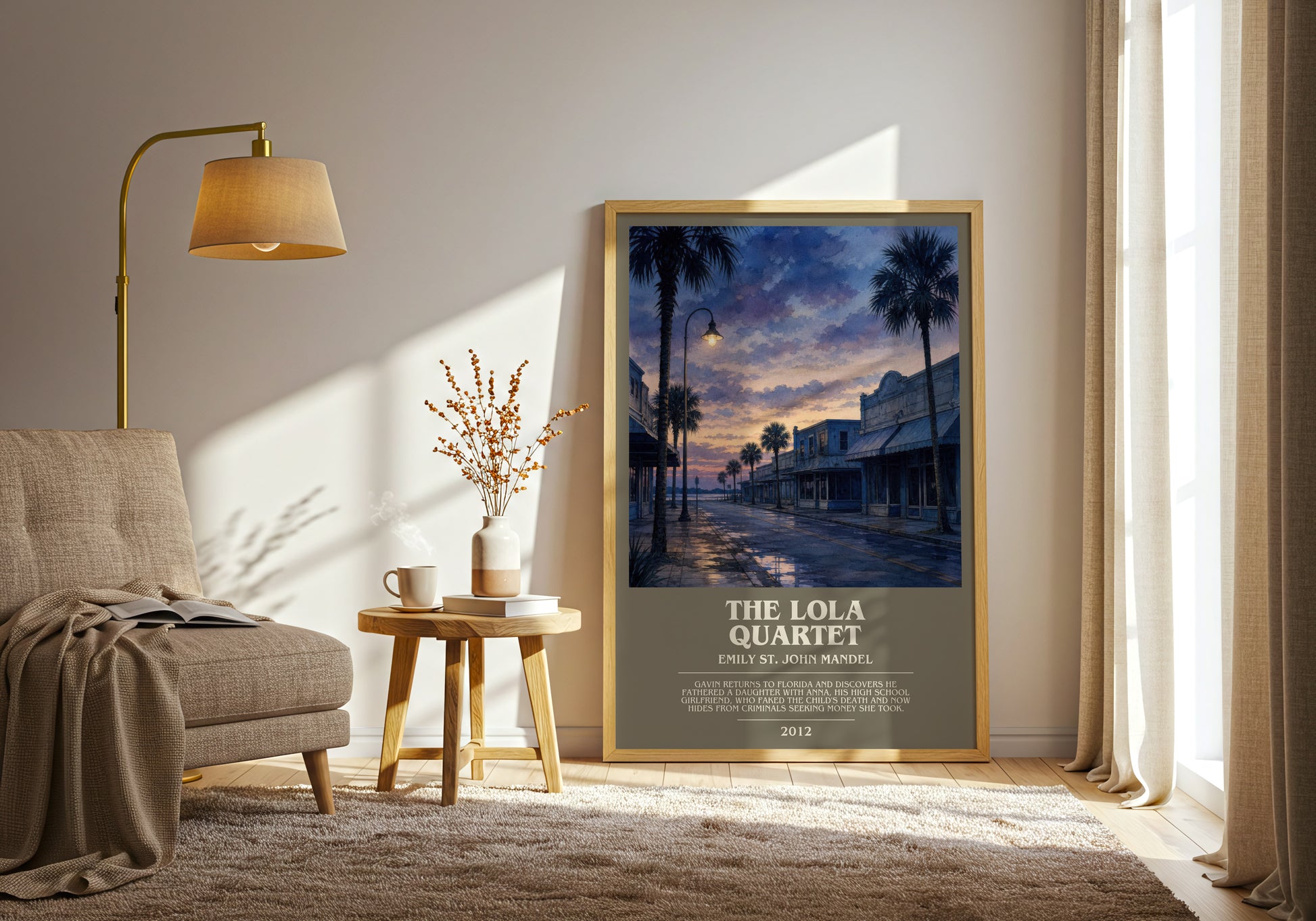 The Lola Quartet bookish print on bookshelf – Emily St. John Mandel fan gift