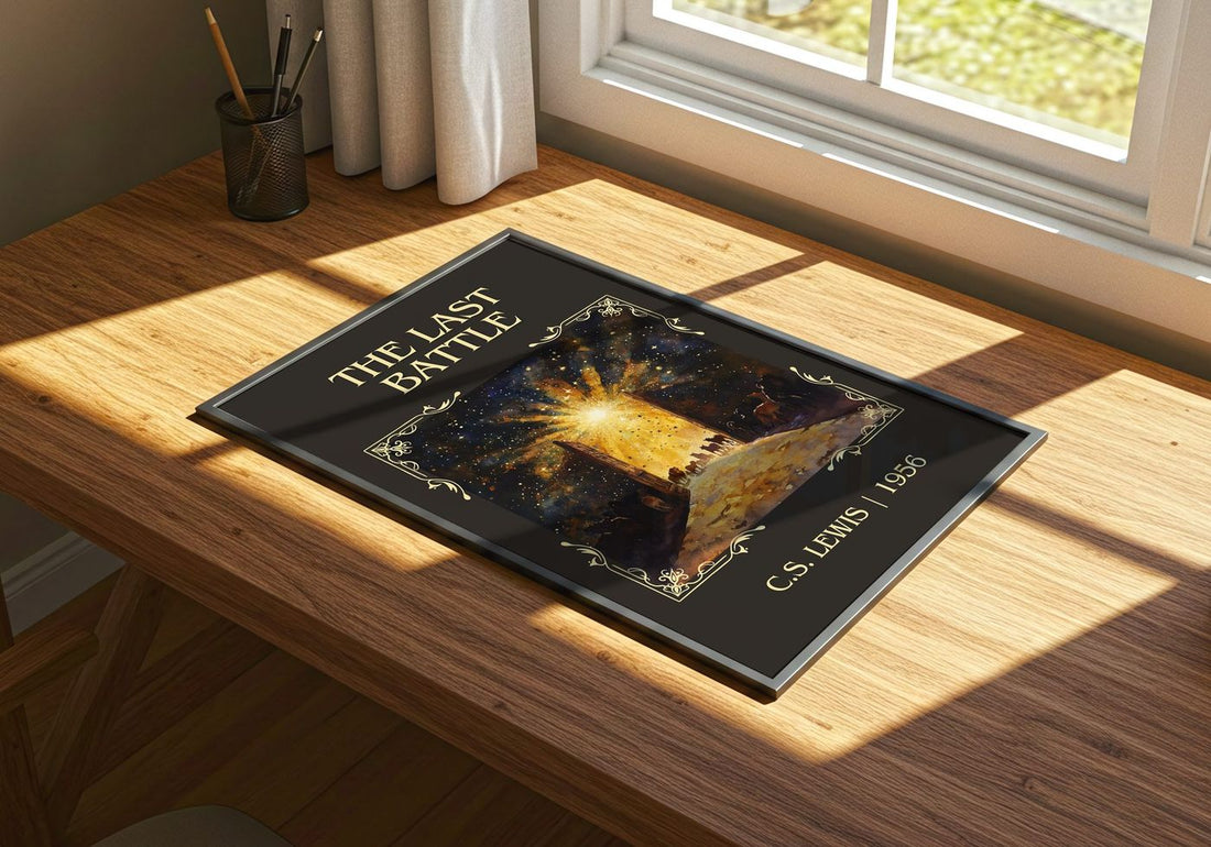 The Last Battle Classic Book Art Print by C. S. Lewis – print on a sunlit desk