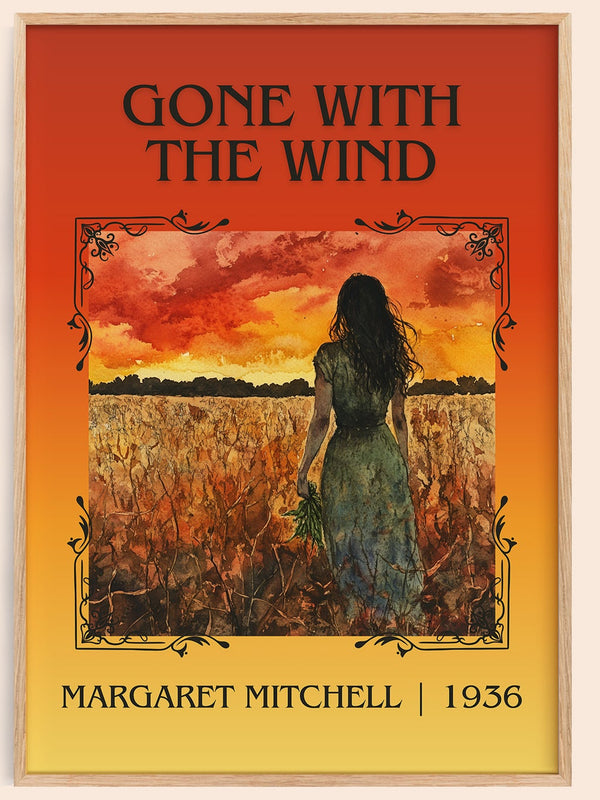 Gone with the Wind classic book art book poster by Margaret Mitchell – framed literary art print