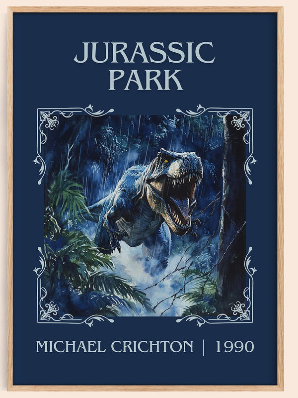 Jurassic Park classic book art book poster by Michael Crichton – framed literary art print