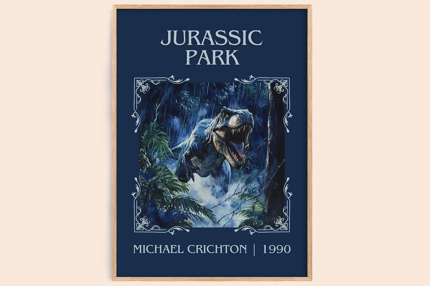 Jurassic Park classic book art book poster by Michael Crichton – framed literary art print