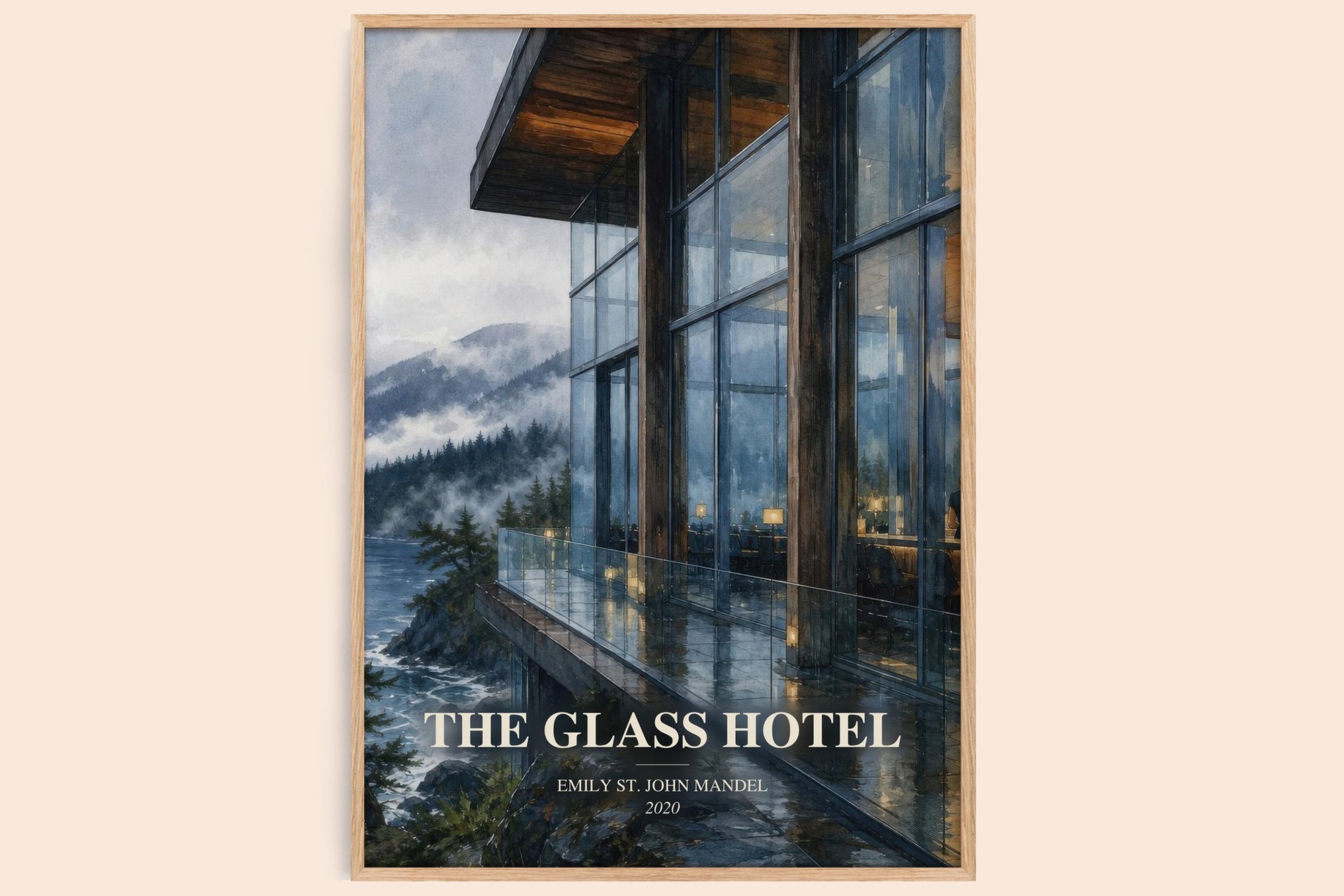 The Glass Hotel watercolour book poster by Emily St. John Mandel – framed literary art print