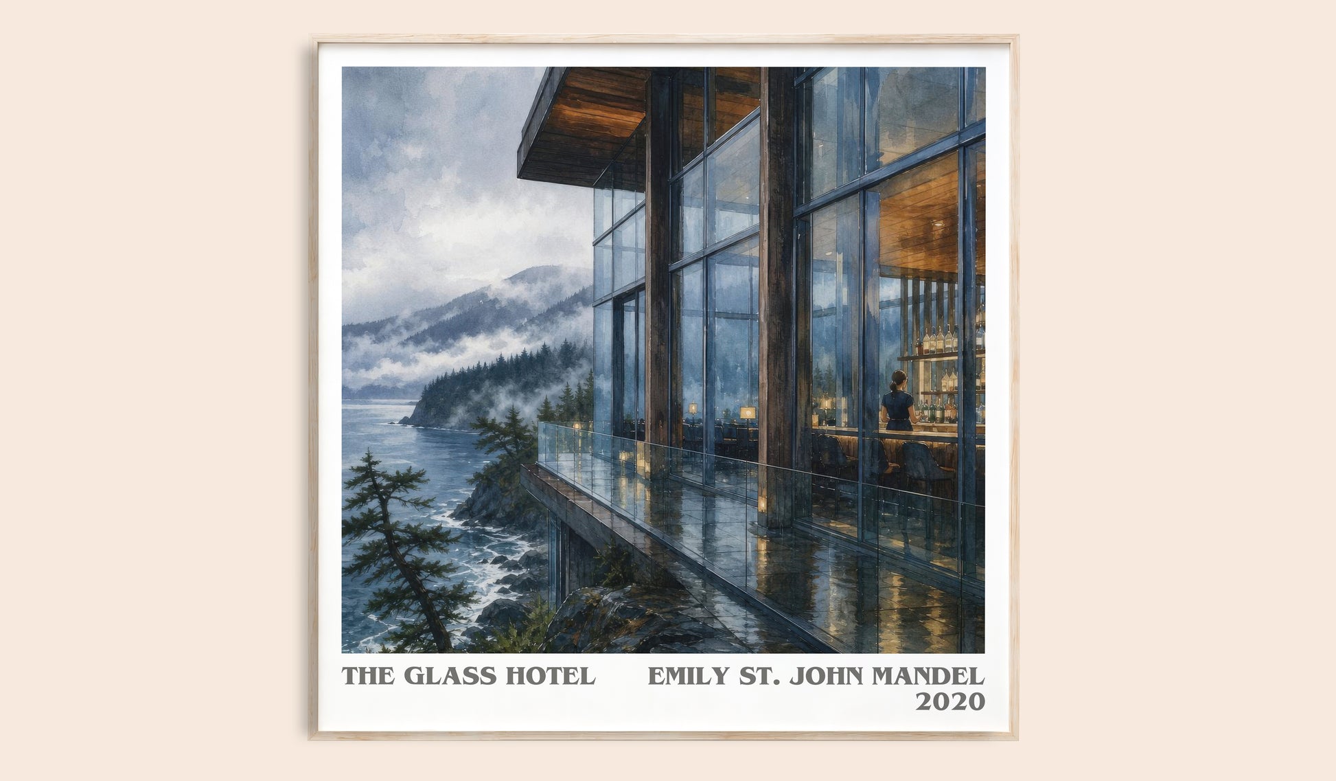 The Glass Hotel literary book poster by Emily St. John Mandel – framed literary art print
