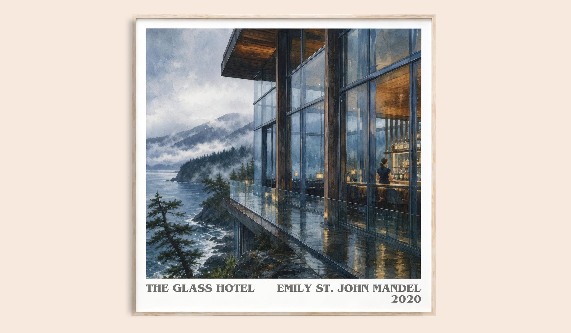 The Glass Hotel literary book poster by Emily St. John Mandel – framed literary art print