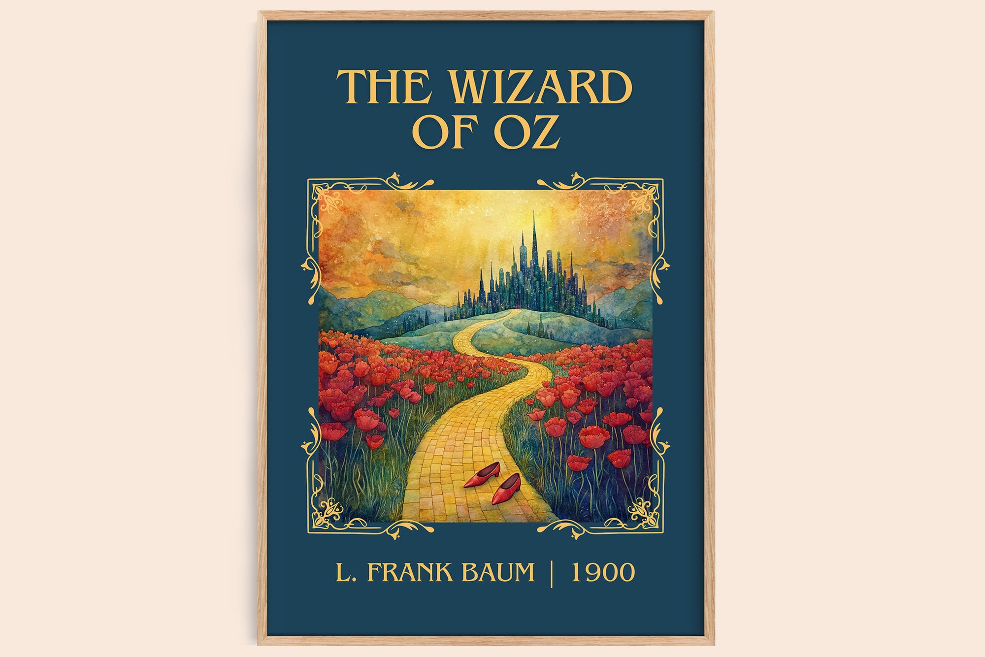 The Wizard Of Oz classic book art book poster by L. Frank Baum – framed literary art print