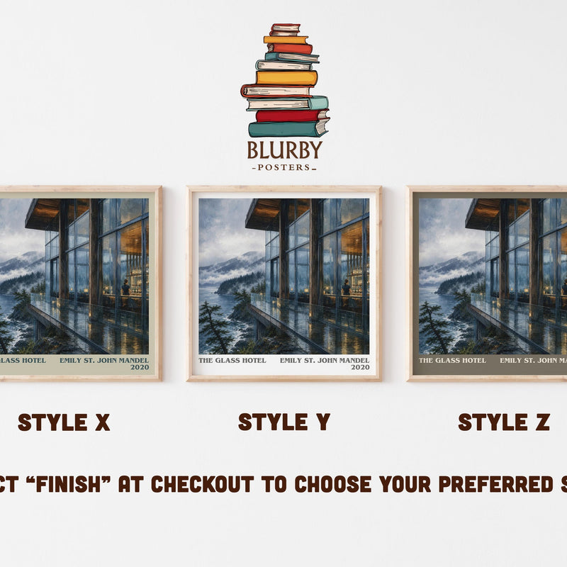 The Glass Hotel literary print in frame leaning in hallway – literary fiction wall art
