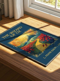 The Wizard Of Oz Classic Book Art Print by L. Frank Baum – print on a sunlit desk