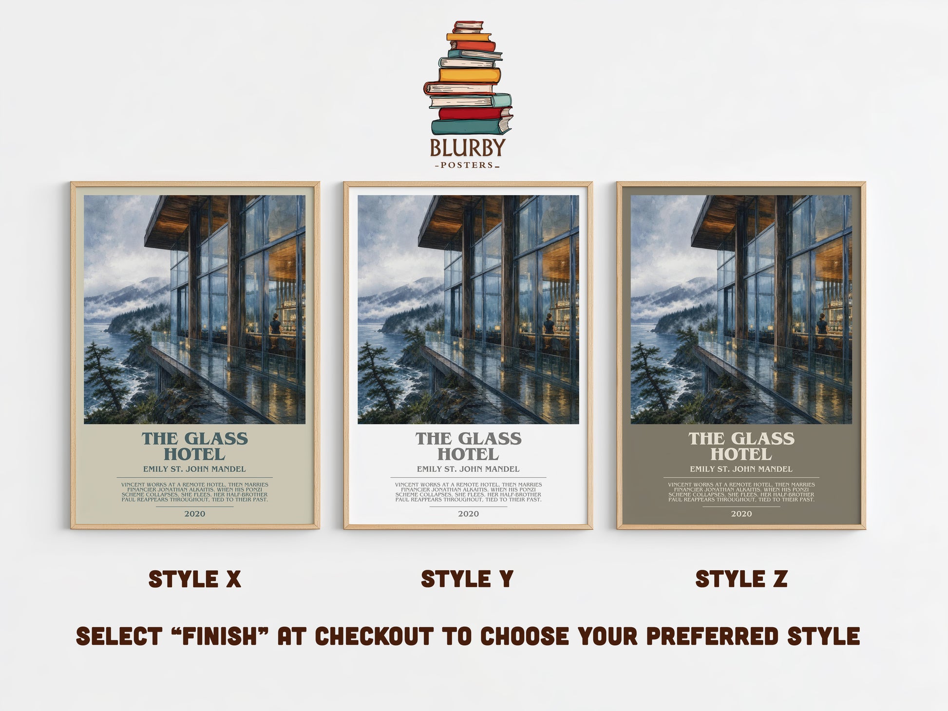 The Glass Hotel bookish print in frame leaning in hallway – literary fiction wall art