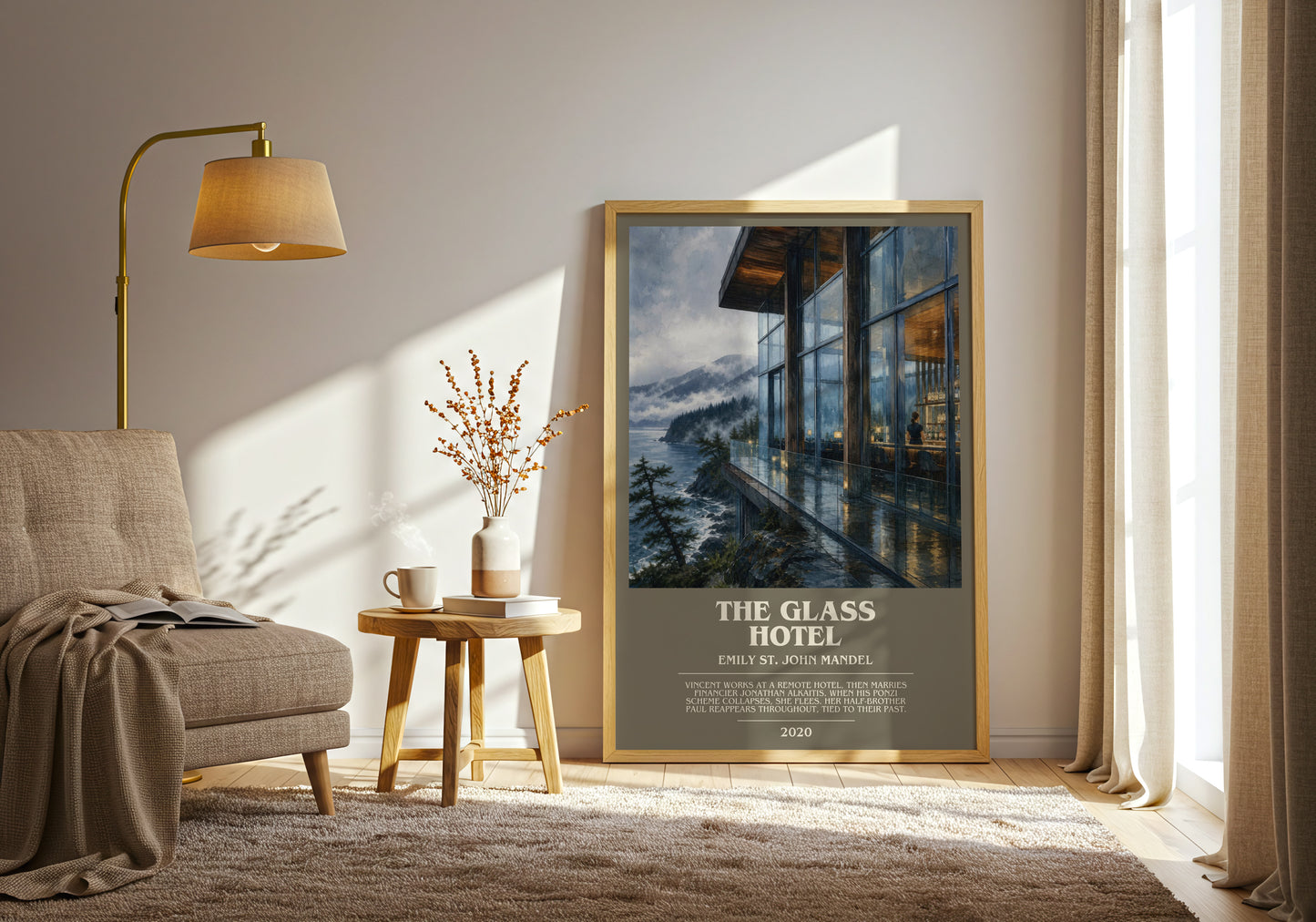 The Glass Hotel bookish print on bookshelf – Emily St. John Mandel fan gift