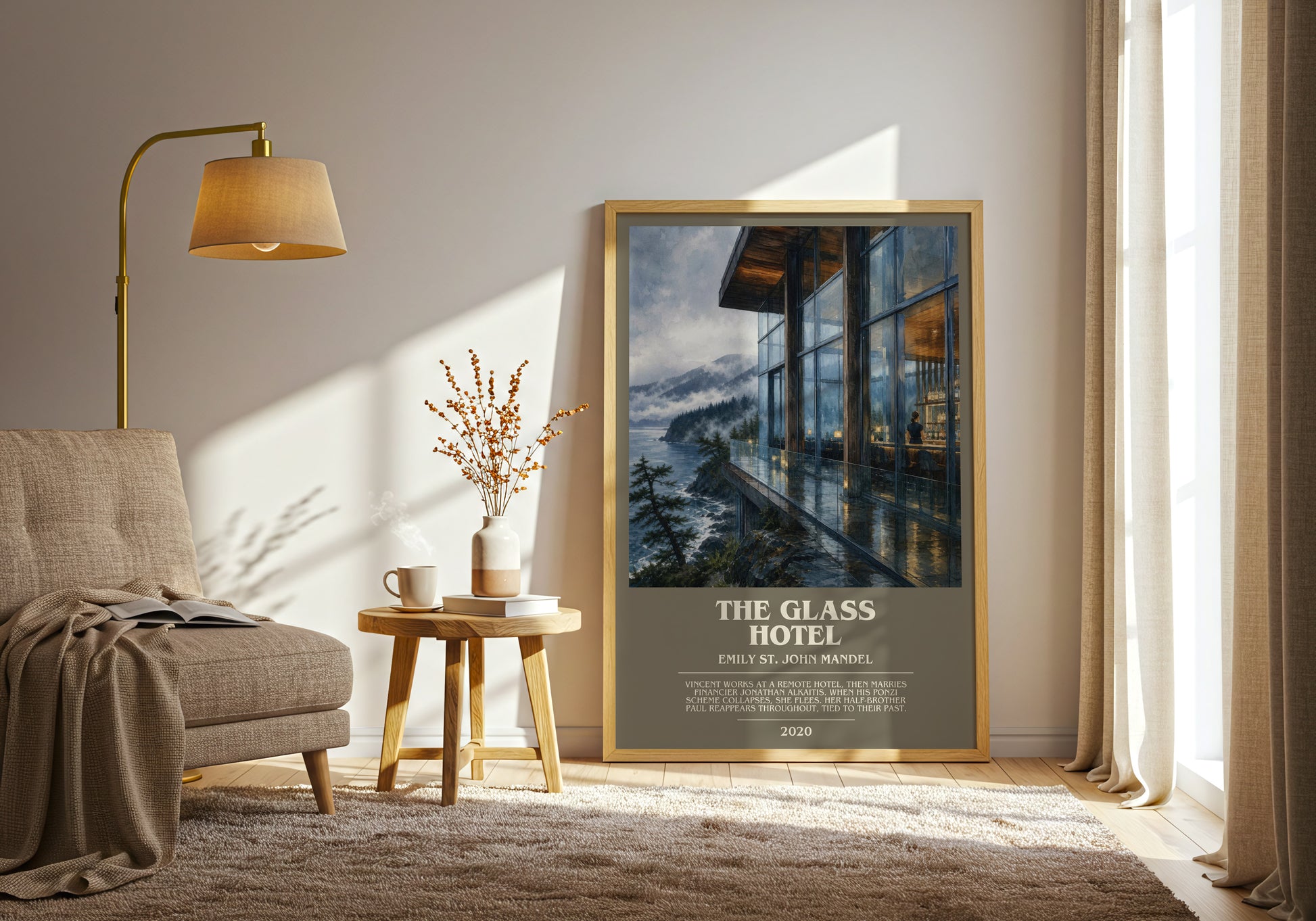 The Glass Hotel bookish print on bookshelf – Emily St. John Mandel fan gift