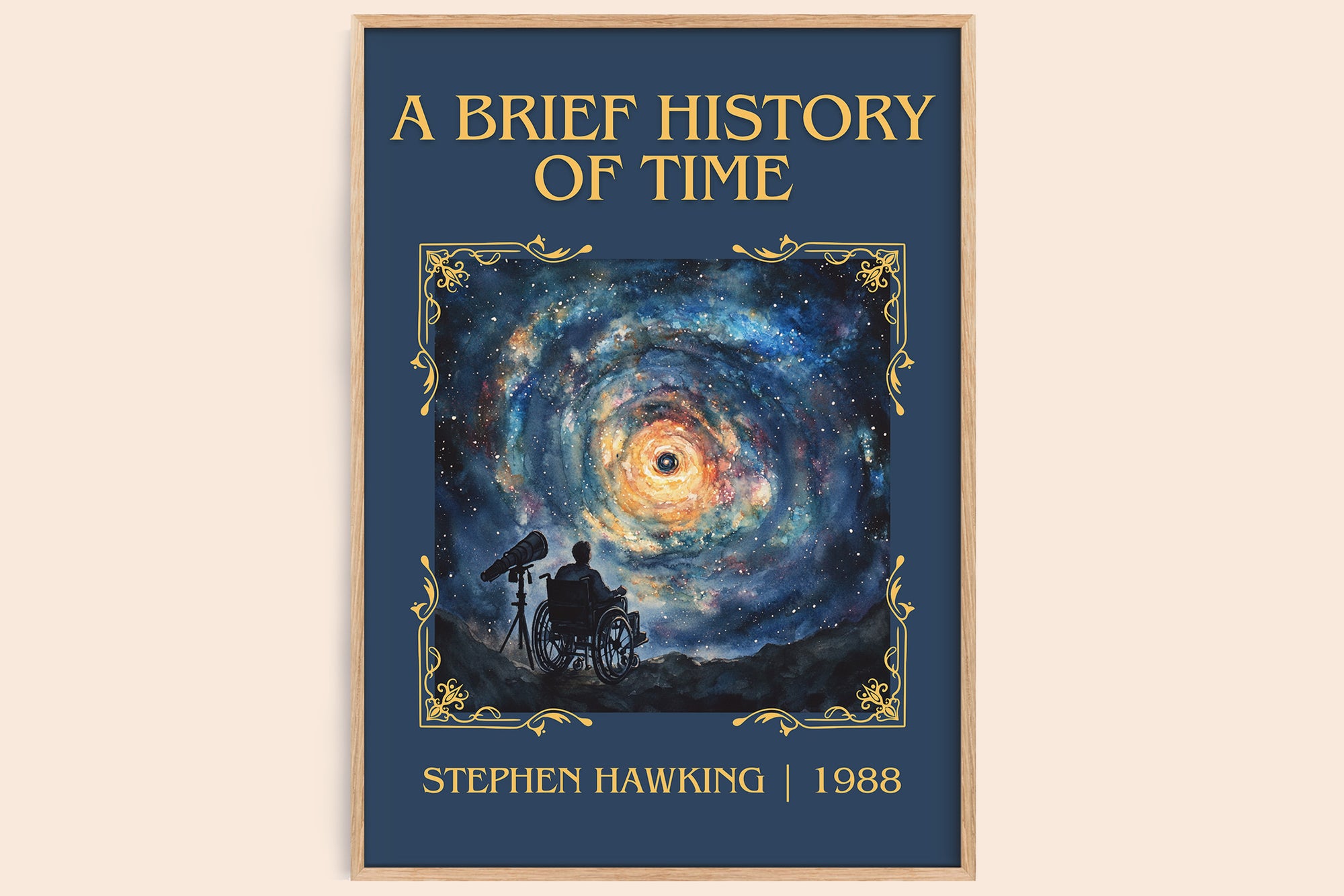 A Brief History of Time classic book art book poster by Stephen Hawking – framed literary art print