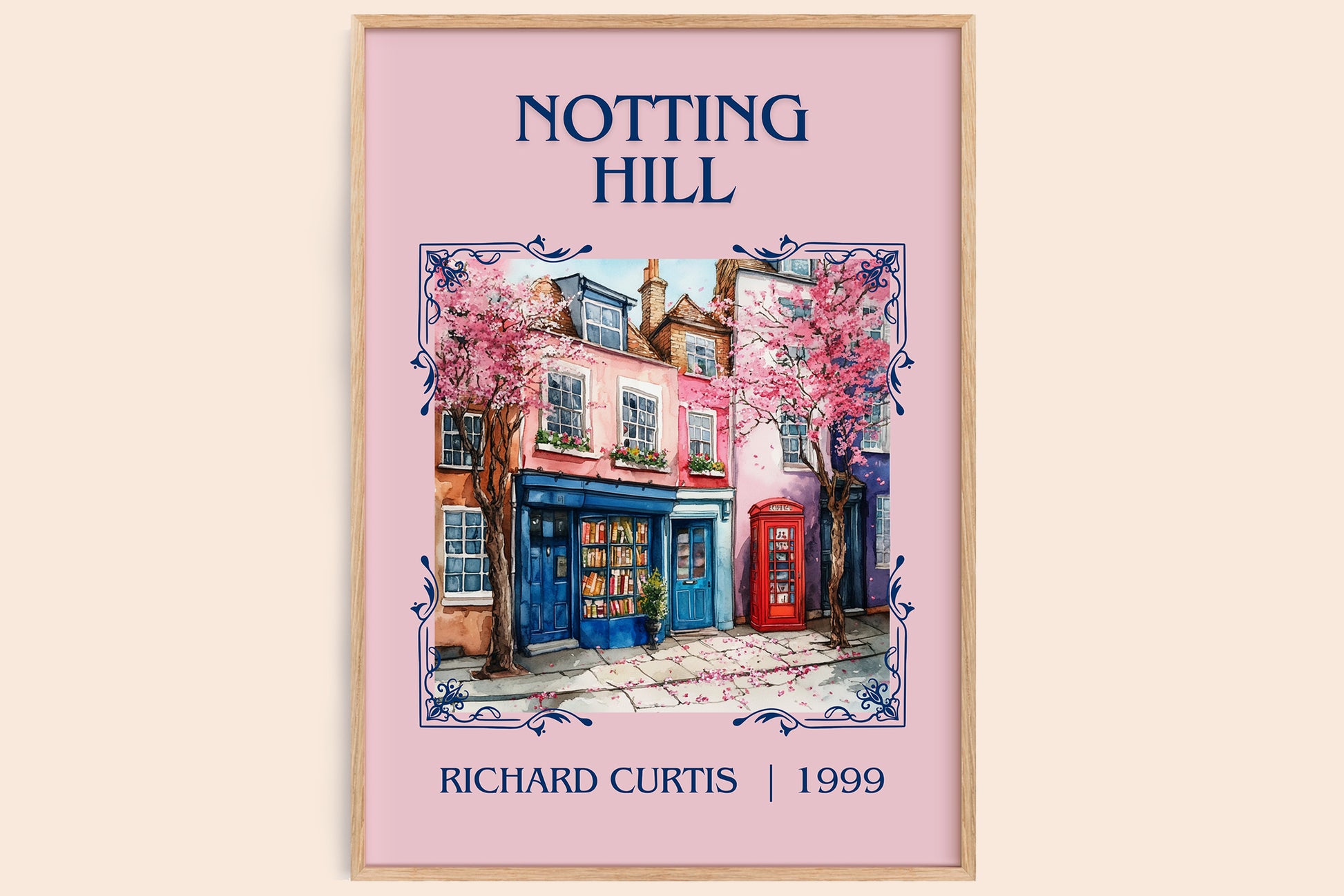 Notting Hill classic book art book poster by Richard Curtis – framed literary art print