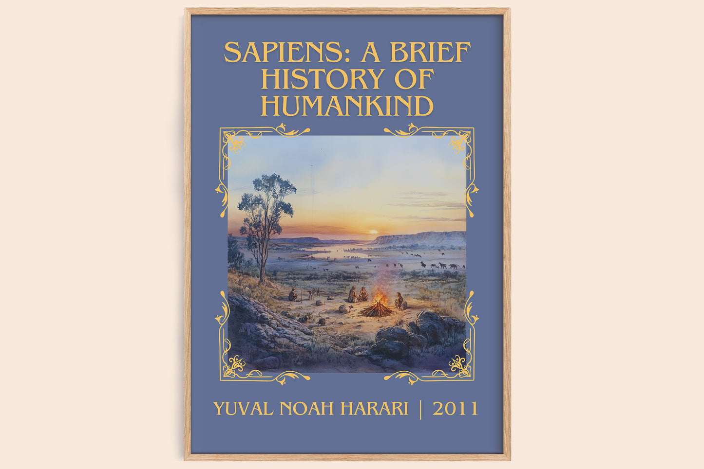 Sapiens: A Brief History of Humankind classic book art book poster by Yuval Noah Harari – framed literary art print