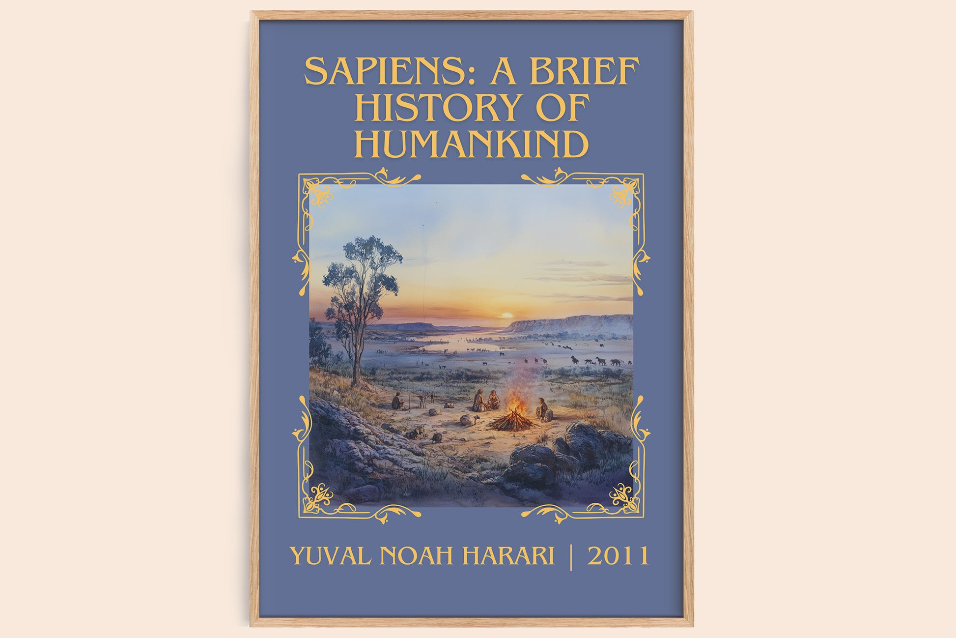 Sapiens: A Brief History of Humankind classic book art book poster by Yuval Noah Harari – framed literary art print