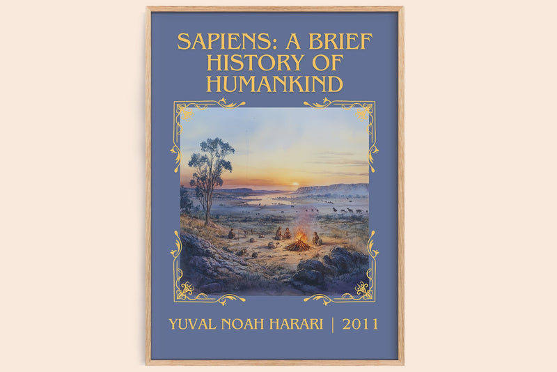 Sapiens: A Brief History of Humankind classic book art book poster by Yuval Noah Harari – framed literary art print