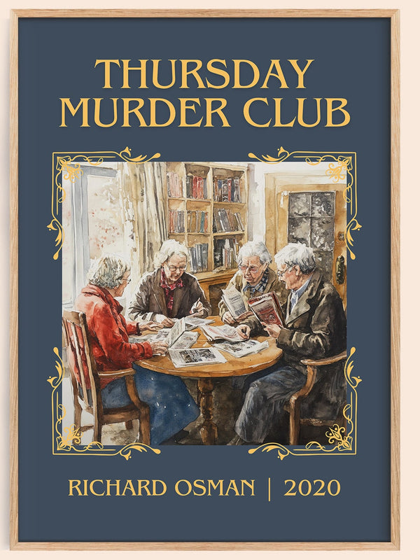 Thursday Murder Club classic book art book poster by Richard Osman – framed literary art print