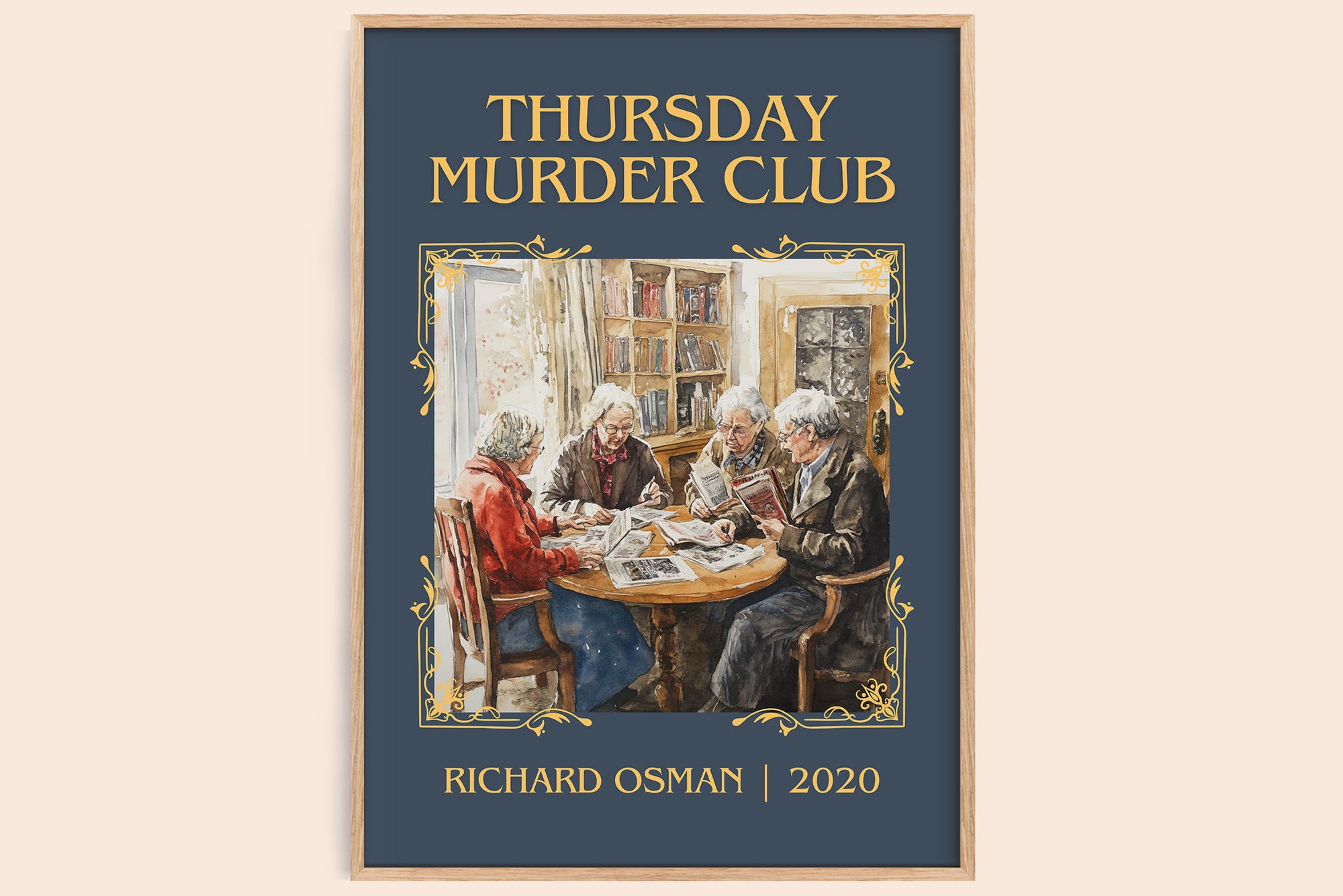 Thursday Murder Club classic book art book poster by Richard Osman – framed literary art print
