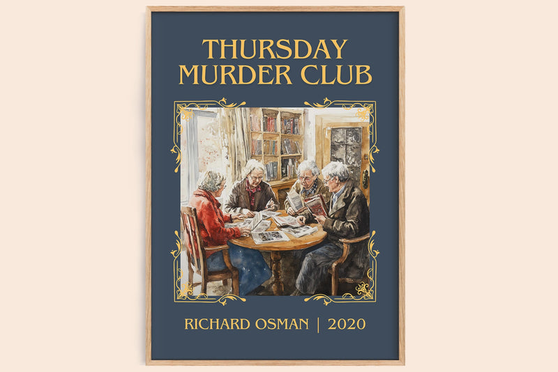 Thursday Murder Club classic book art book poster by Richard Osman – framed literary art print