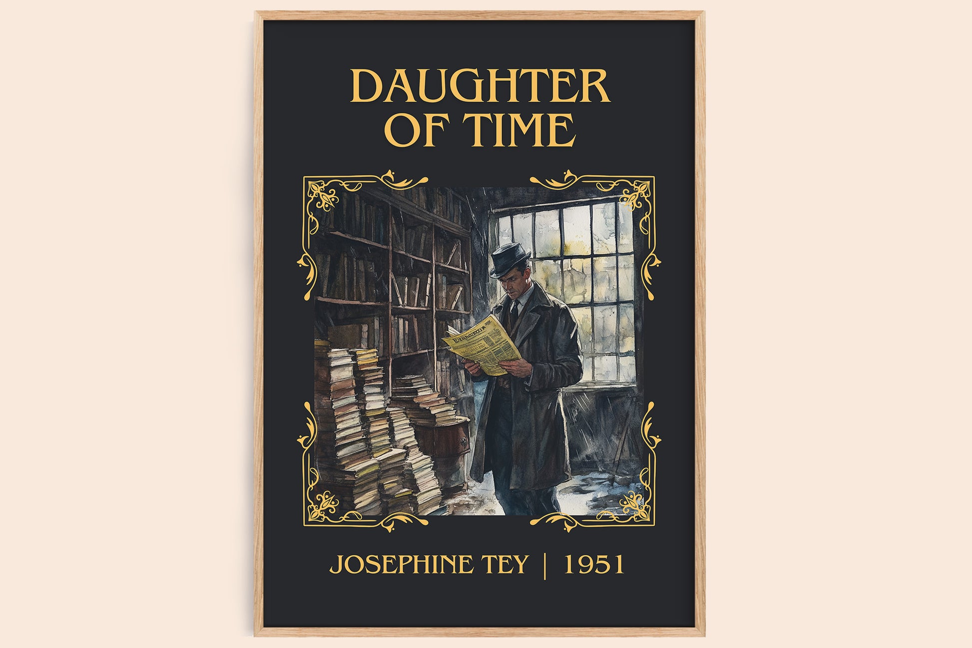 The Daughter of Time classic book art book poster by Josephine Tey – framed literary art print