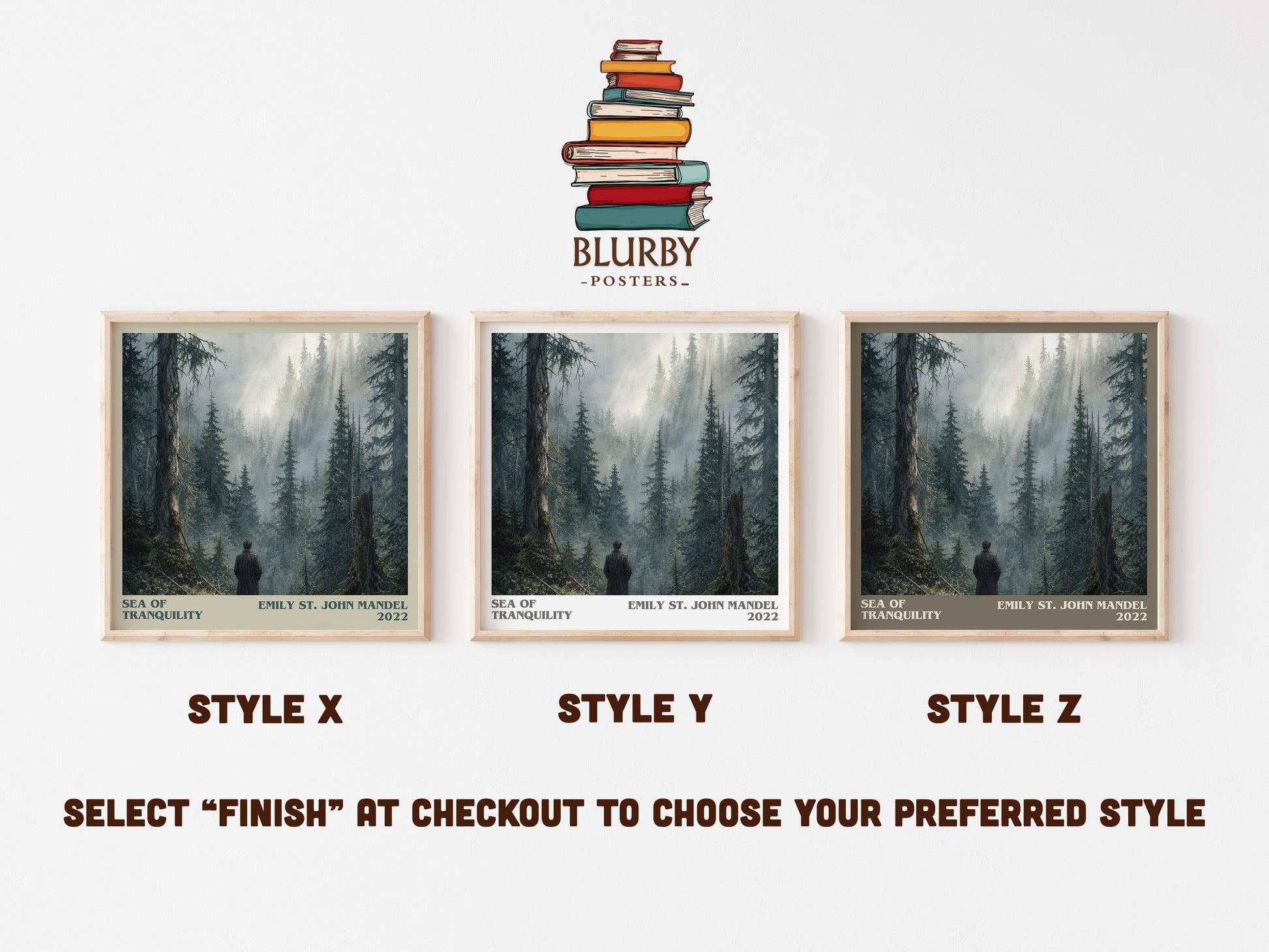 Sea Of Tranquility literary print in frame leaning in hallway – sci fi wall art