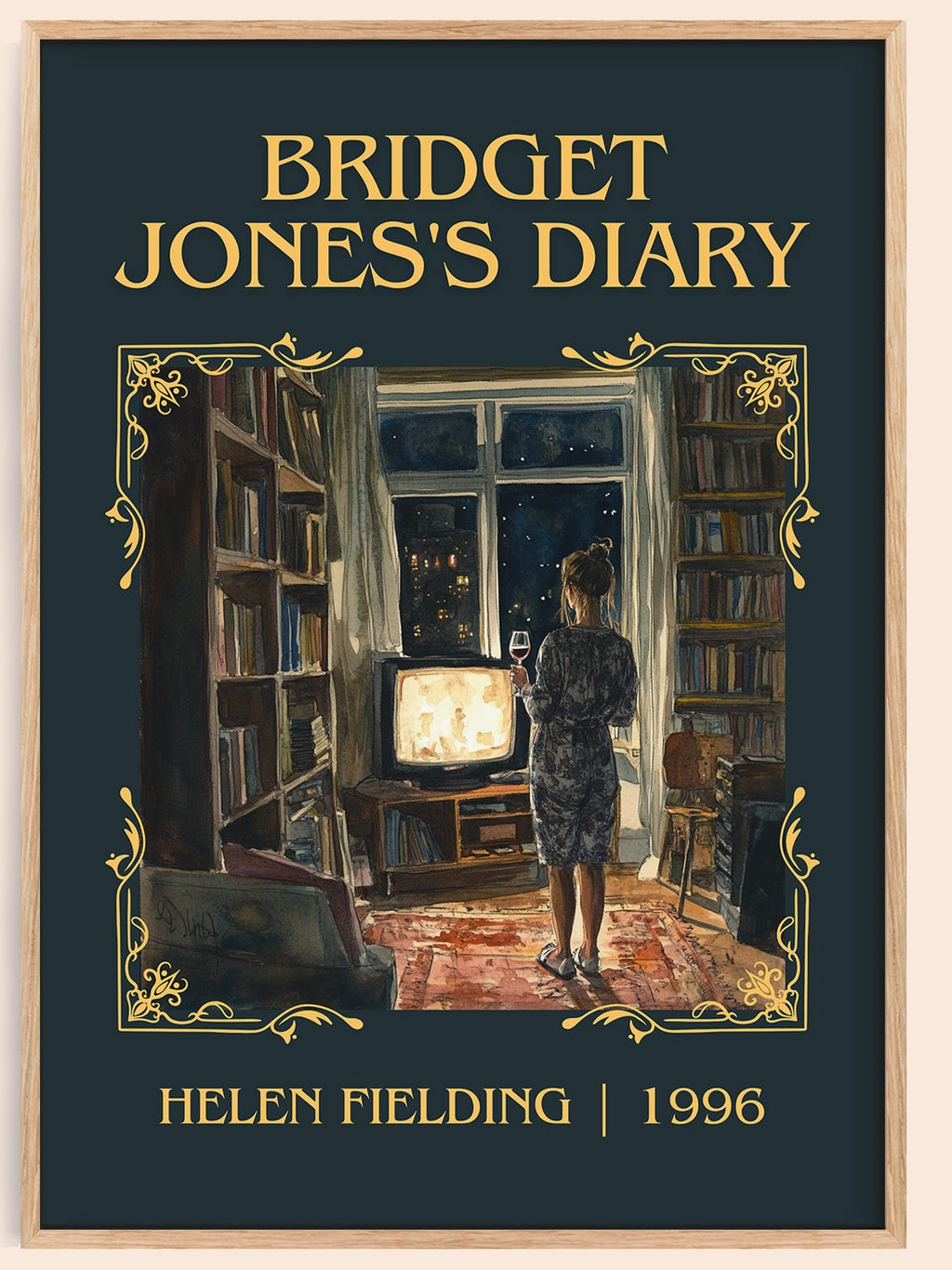 Bridget Jones's Diary classic book art book poster by Helen Fielding – framed literary art print