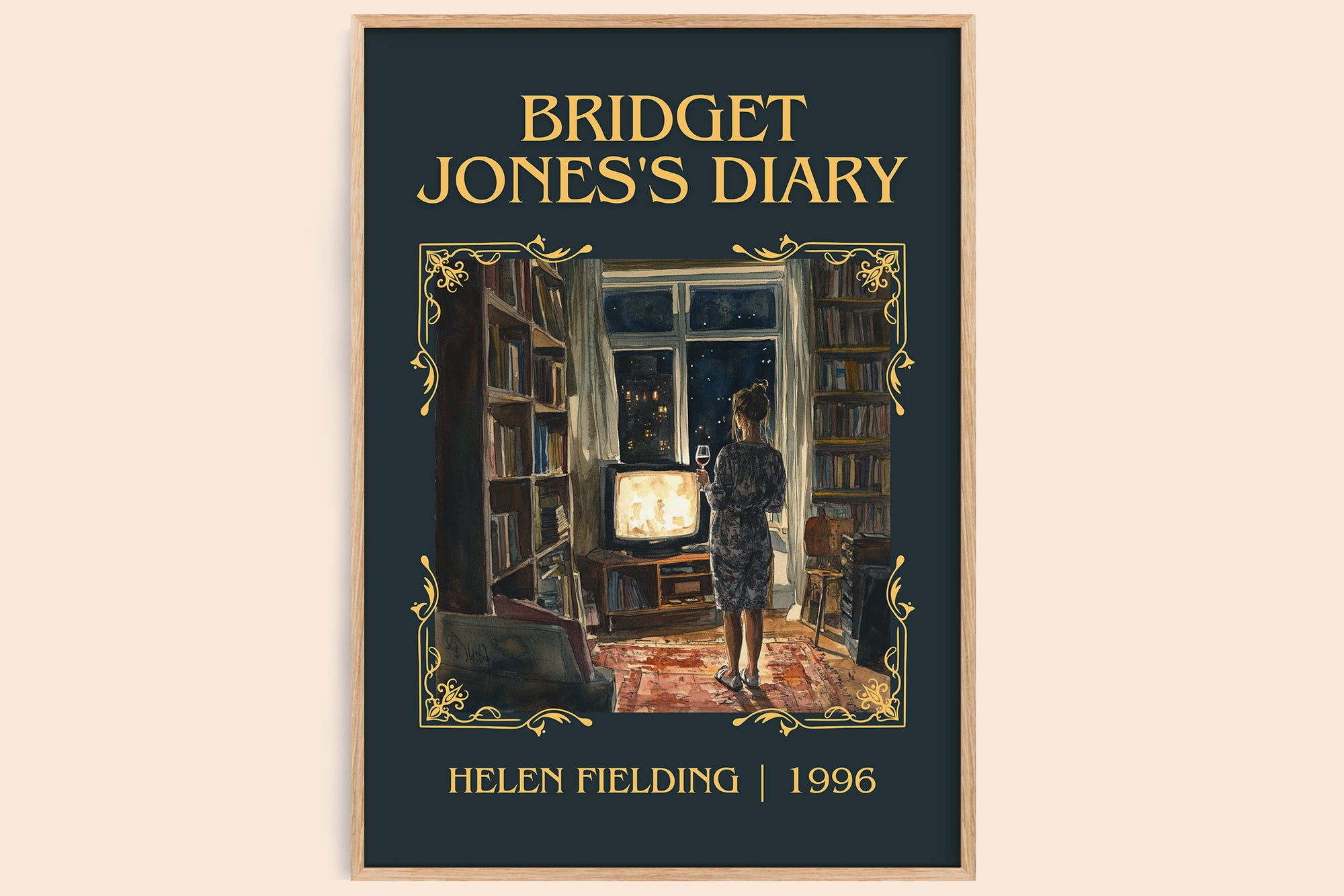 Bridget Jones's Diary classic book art book poster by Helen Fielding – framed literary art print