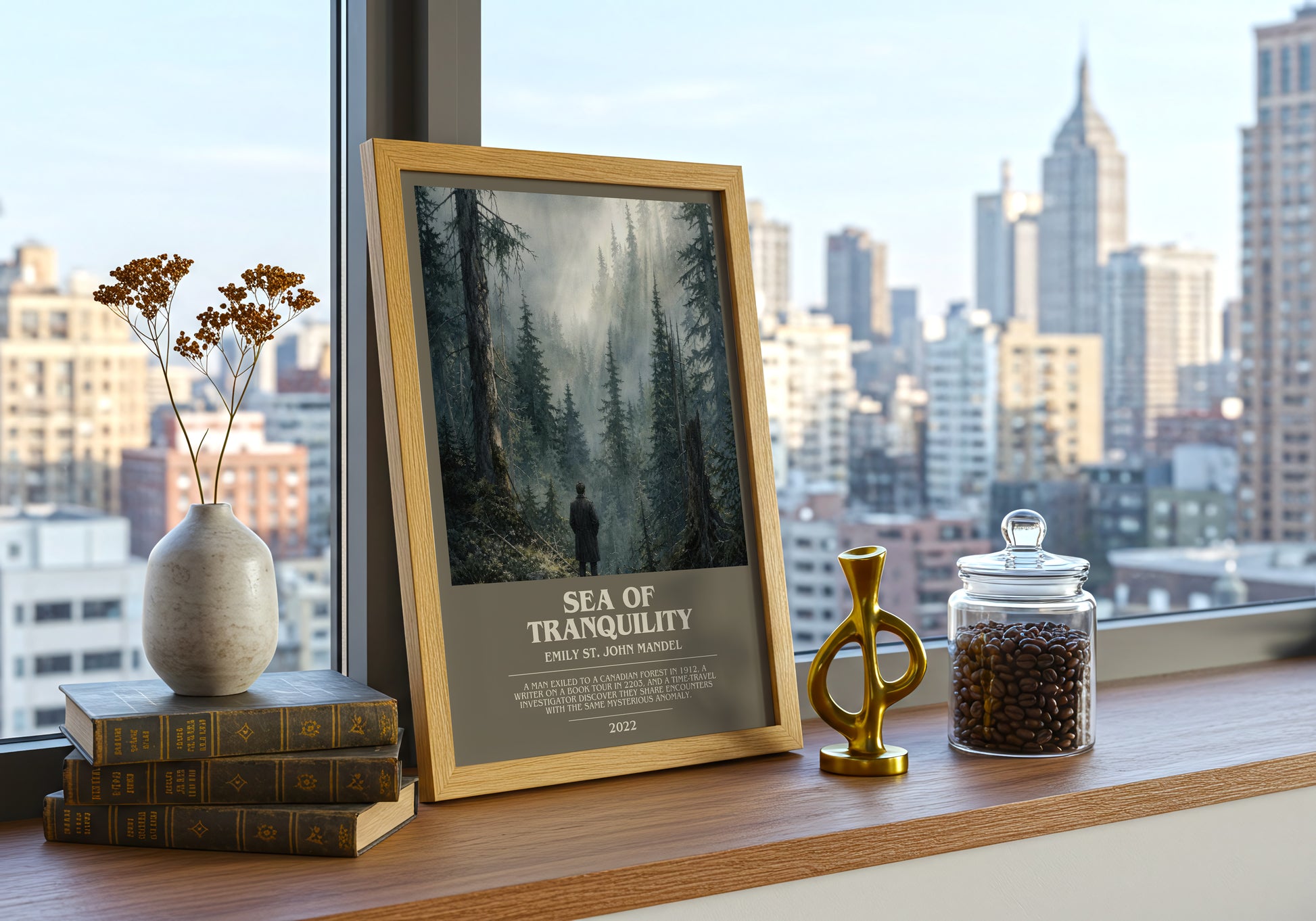 Sea Of Tranquility bookish print framed by window – literary home decor